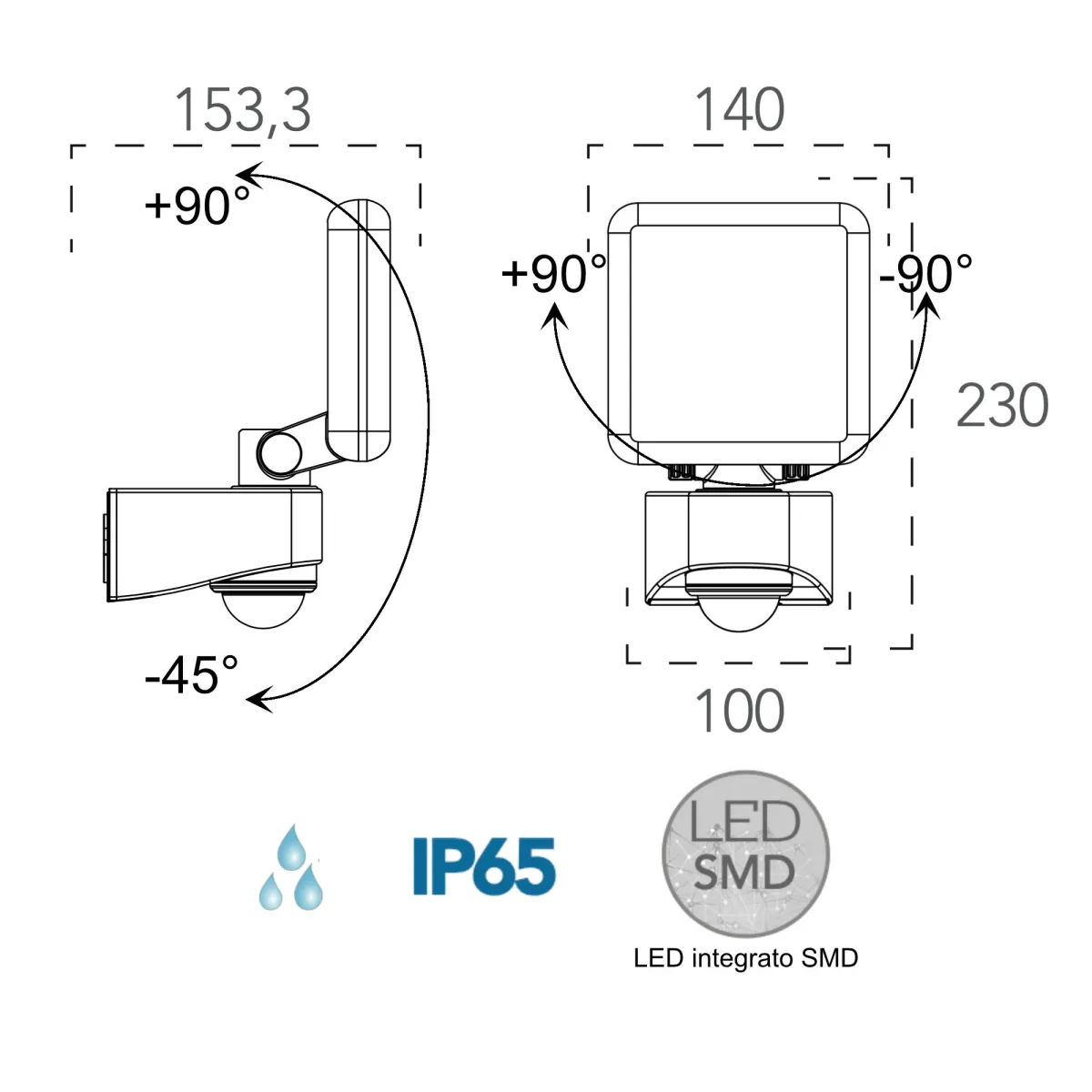Projecteur extérieur 10 W avec détecteur | Mondialshop