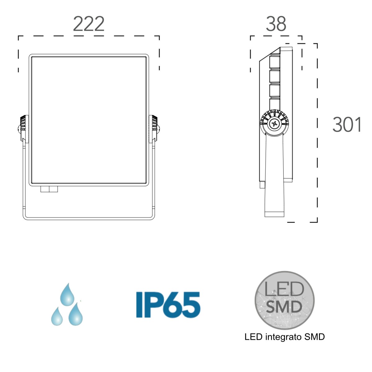 Proiettore da esterno 50W a led bianco Tempus