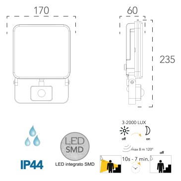 Proiettore da esterno 50W a led con...