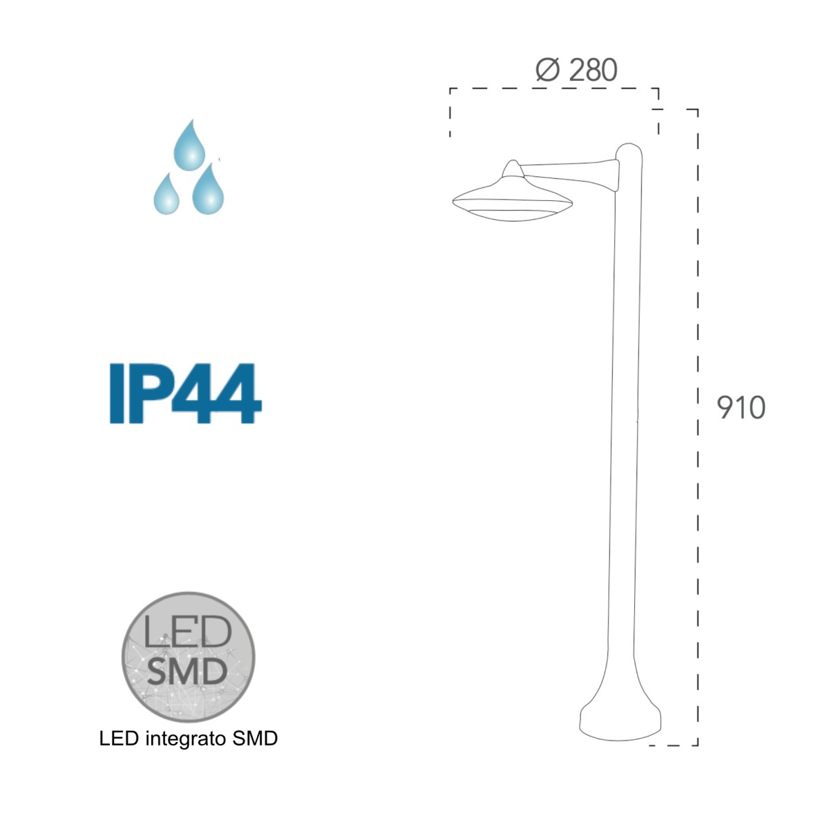 Paletto luce da esterno 12W a led bianco Armony