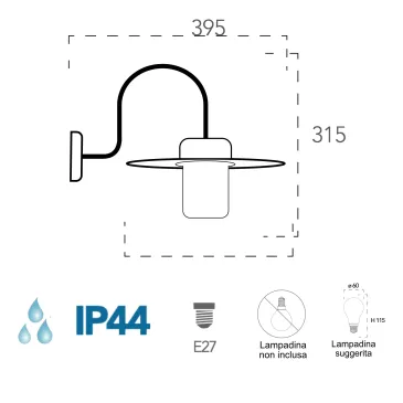Applique murale extérieure noire E27 | Mondialshop