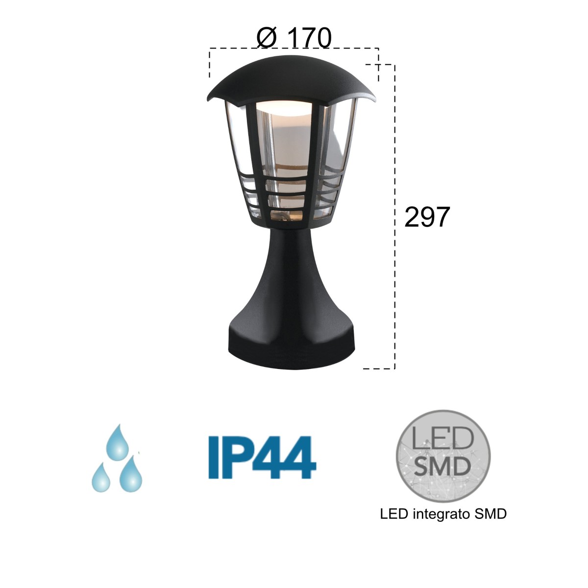 Lampadaire Noir Led A + 4000kelvin 12 watts