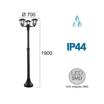 Palo luce per esterno 3x12W...