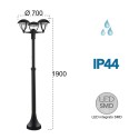 Palo luce per esterno 3x12W a led nero Melany