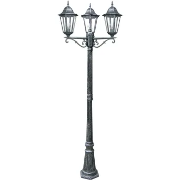 Palo luce per esterno 3x60W E27 nero e argento Koln