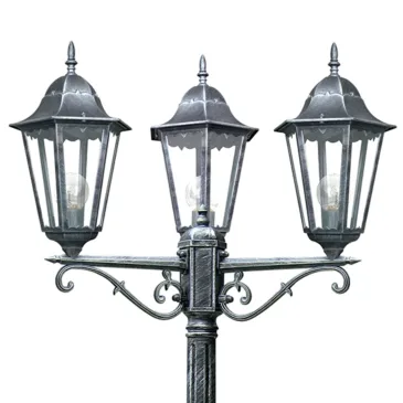 Palo luce per esterno 3x60W E27 nero e argento Koln
