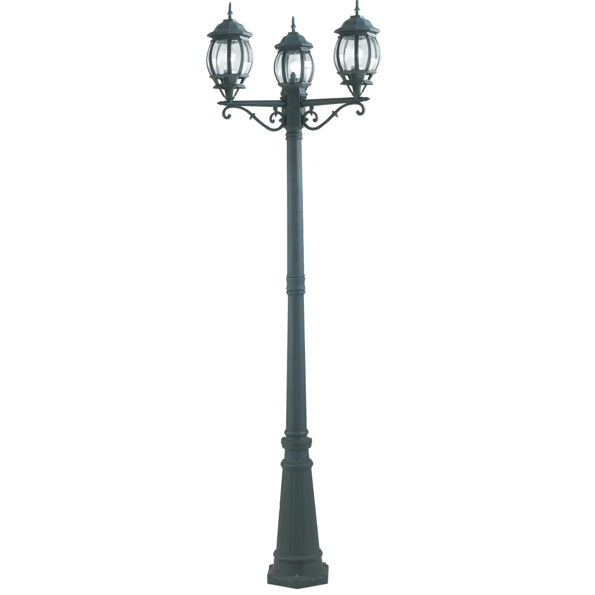 Palo luce per esterno 3x60W E27 nero e verde Madrid