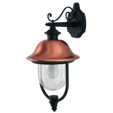 Applique da parete per esterno 60W E27 nera e rame Wien Down