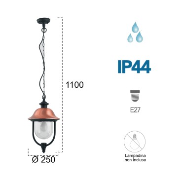 Lanterne suspendue étanche cuivrée