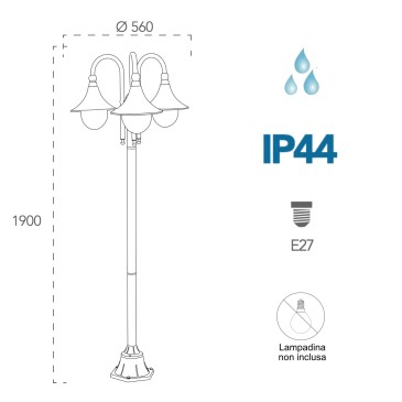 Palo luce per esterno 3x60W E27 nero Dublin