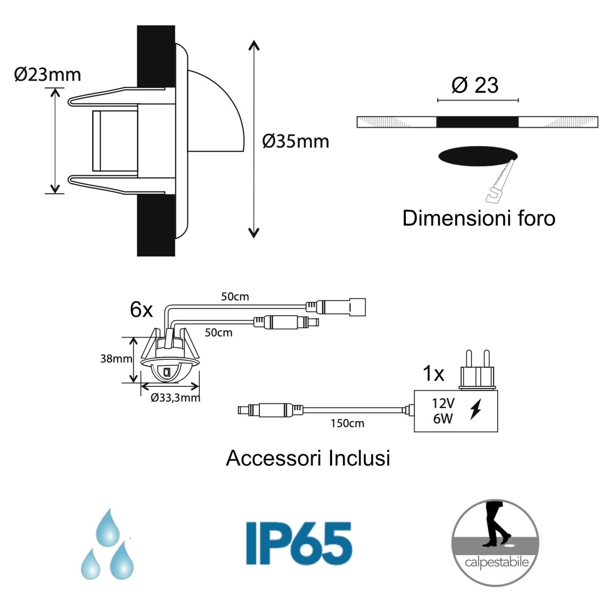 Kit de six spots LED directionnels