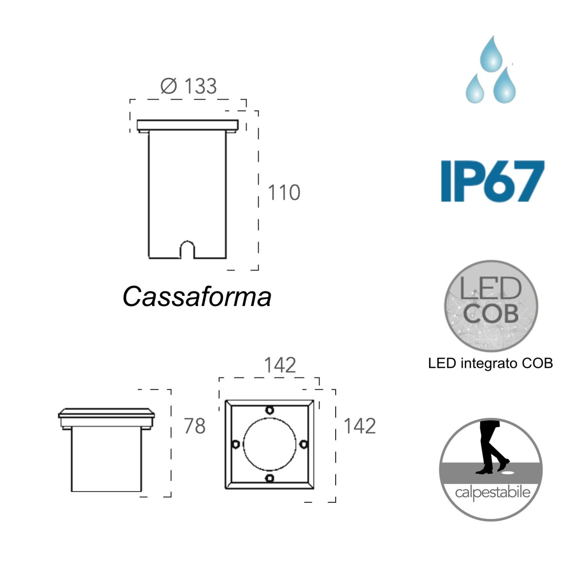 Spot encastré LED 12 W pour marches | Mondialshop