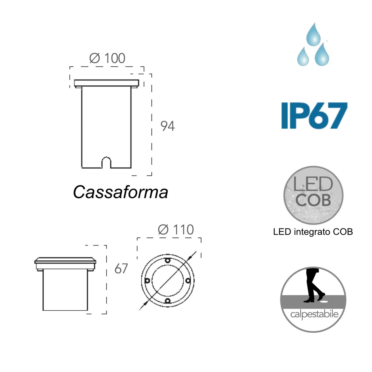 Faretto Segnapassi LED 8W da Incasso | Mondialshop