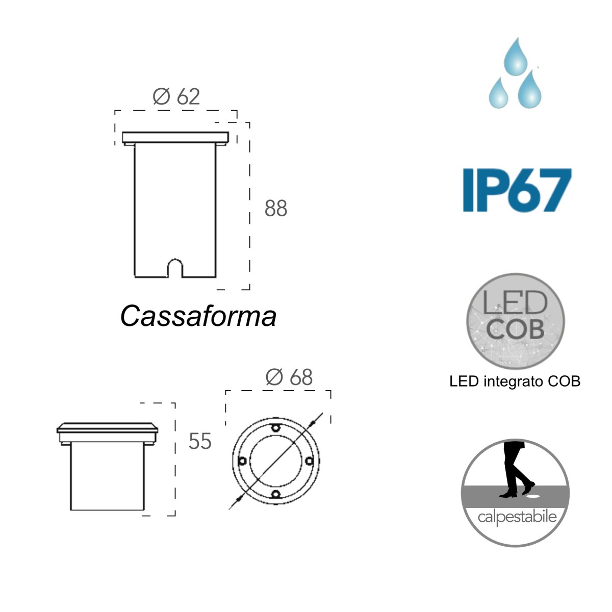 Spot encastré LED 3W pour marches | Mondialshop