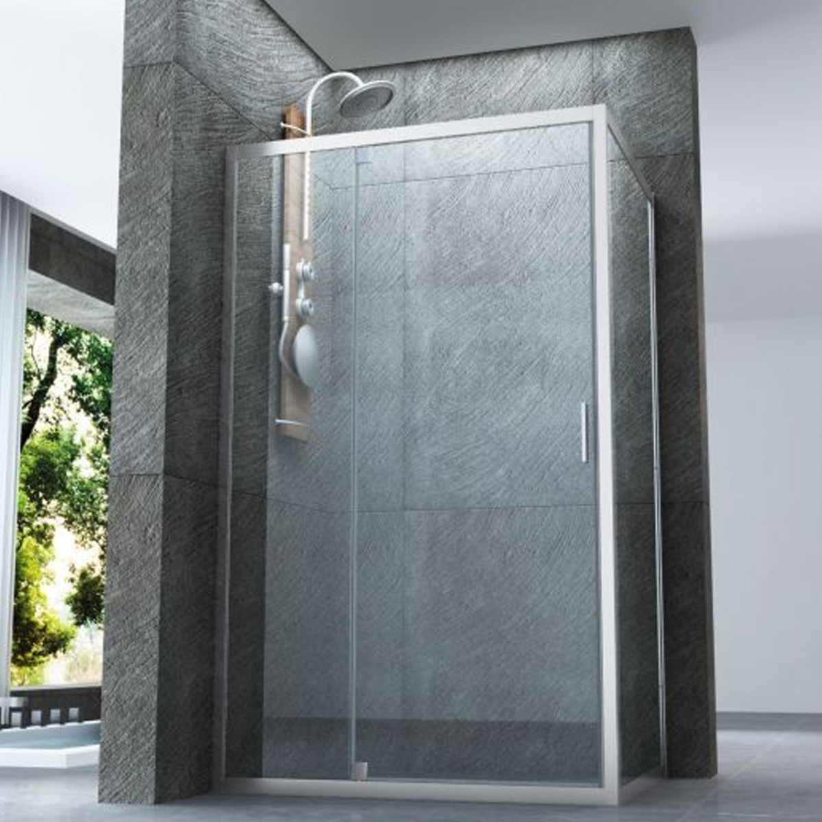Cabine de douche Porte battante intérieur extérieur 6mm | jade