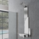 Colonne de douche TRENTO en acier inoxydable avec étagère et décoration en pierre