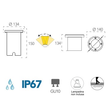 I DRIVE M R1 8031440313247 Fan Europe Lighting Projecteur rond à pied 14 cm en acier inoxydable DRIVE