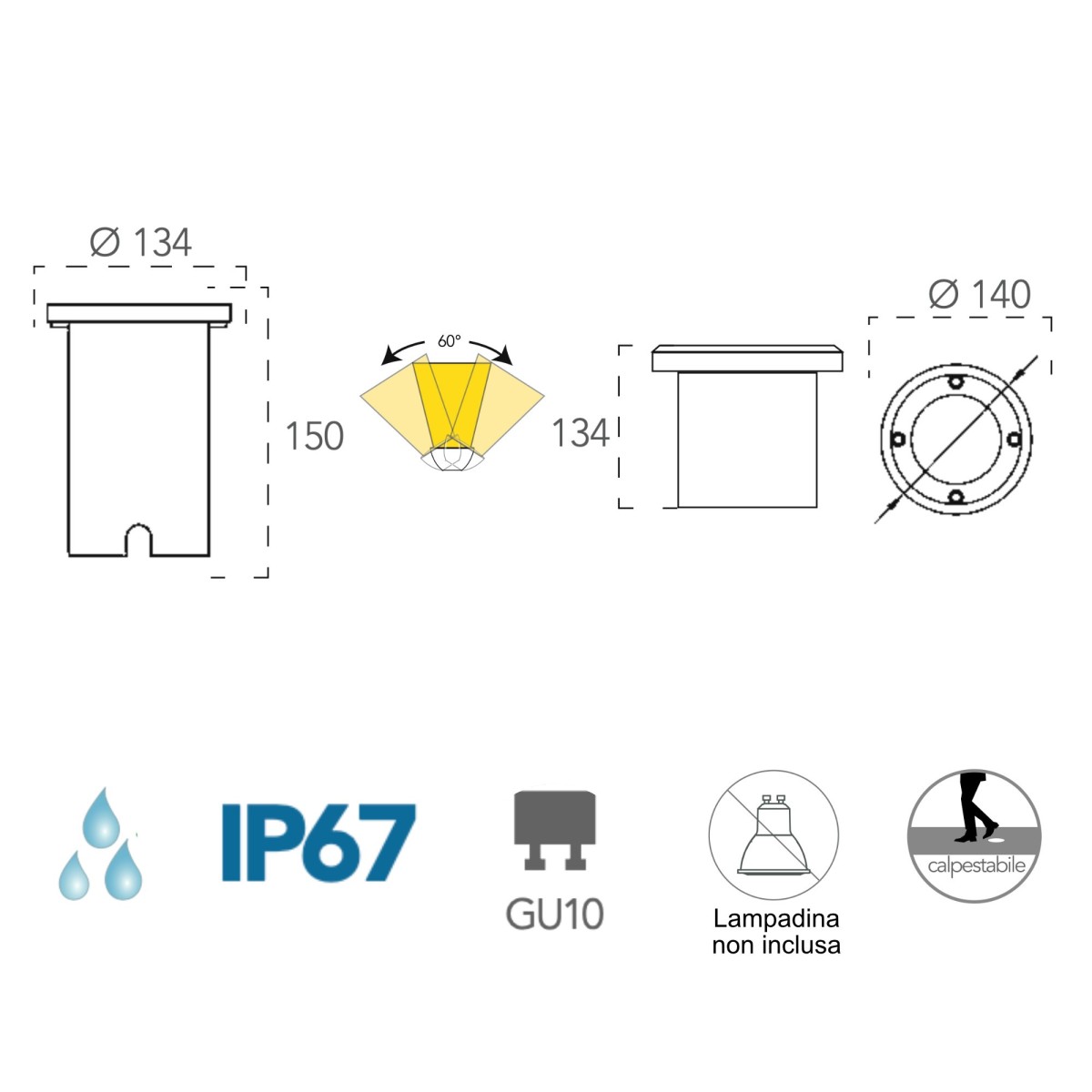 Projecteur extérieur encastré orientable 42 W | Mondialshop