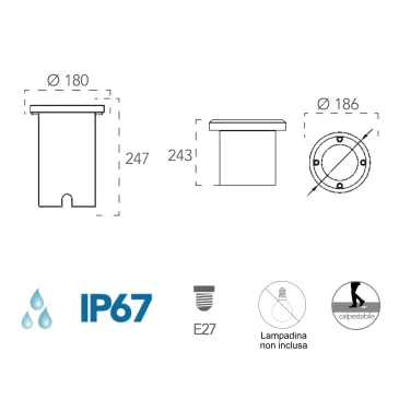 Einbau-Außenstufenleuchte aus Stahl | Mondialshop