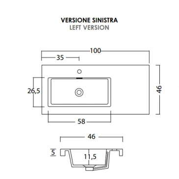 Mobile bagno sospeso bianco larice 100cm due cassetti e sportello MOOD-100