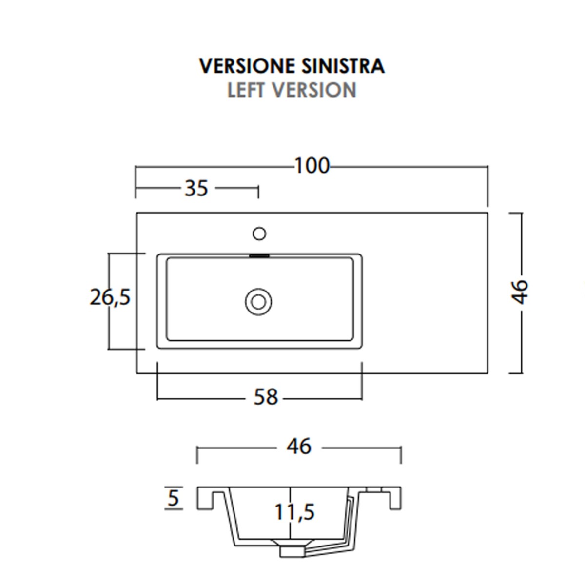 Mobile bagno sospeso grigio eucalipto 100cm due cassetti e sportello MOOD-100