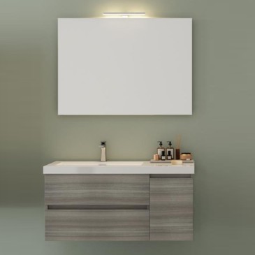 Mobile bagno sospeso grigio eucalipto 100cm due cassetti e sportello MOOD-100