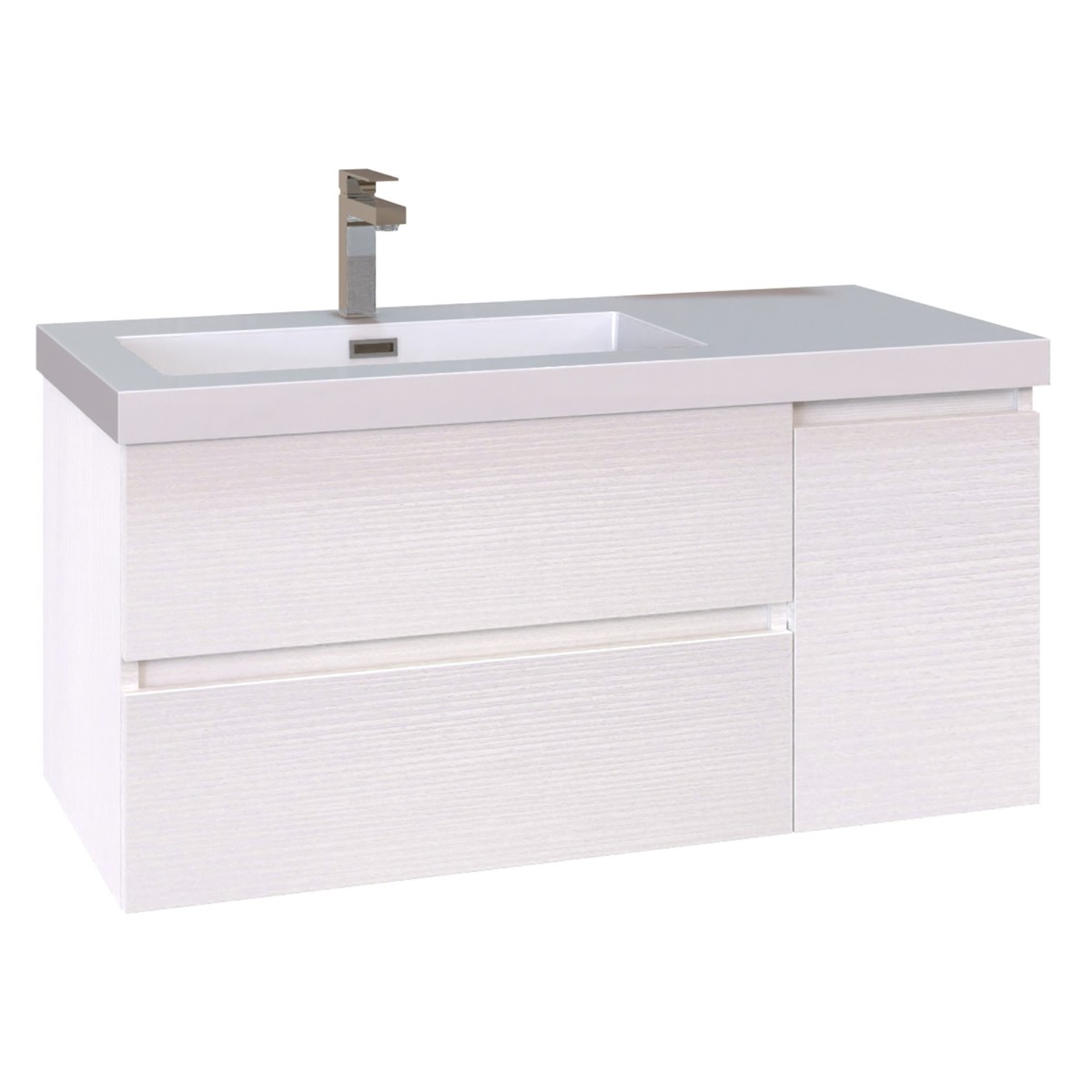 Mobile bagno sospeso bianco 100 specchio mensole lampada MOOD-100