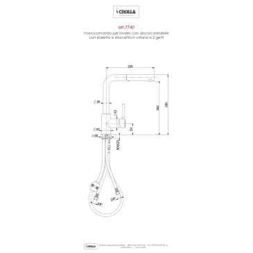 Rubinetto miscelatore da cucina con doccia estraibile cromato Harry