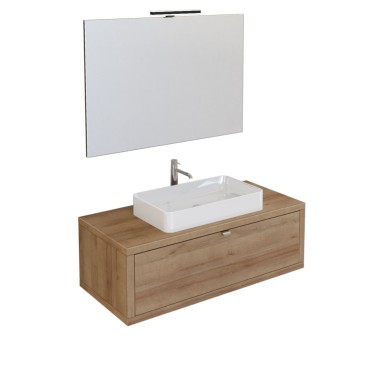 Mobile bagno sospeso 110cm rovere farnia con specchio DOMINO