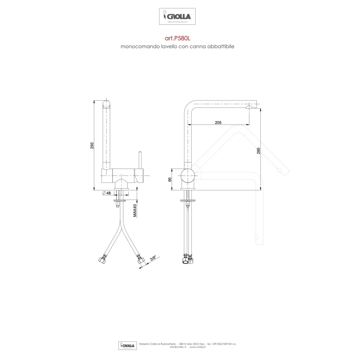 Miscelatore cucina Puro sottofinestra cromato | Mondialshop