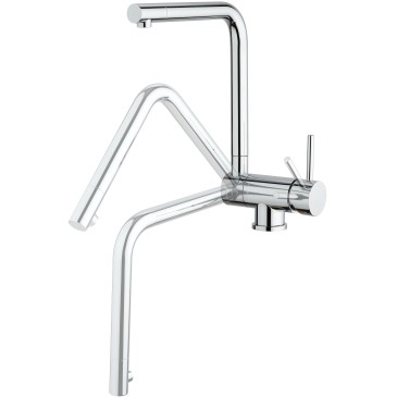 Robinet de cuisine sous fenêtre en chrome pur