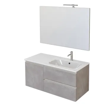 Mobile bagno sospeso 100cm con specchio cemento grigio caldo DUBON