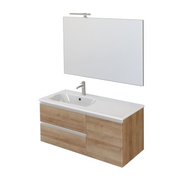 Mobile bagno sospeso 100cm con anta e specchio rovere farnia DUBON