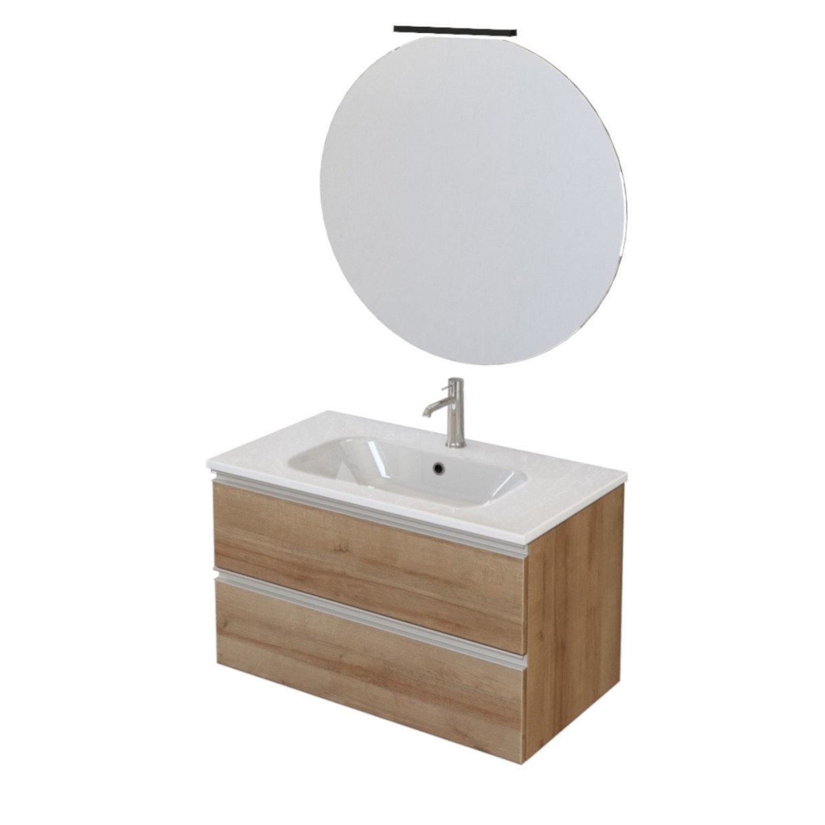 Mobile bagno sospeso 80cm con specchio rovere farnia DUBON