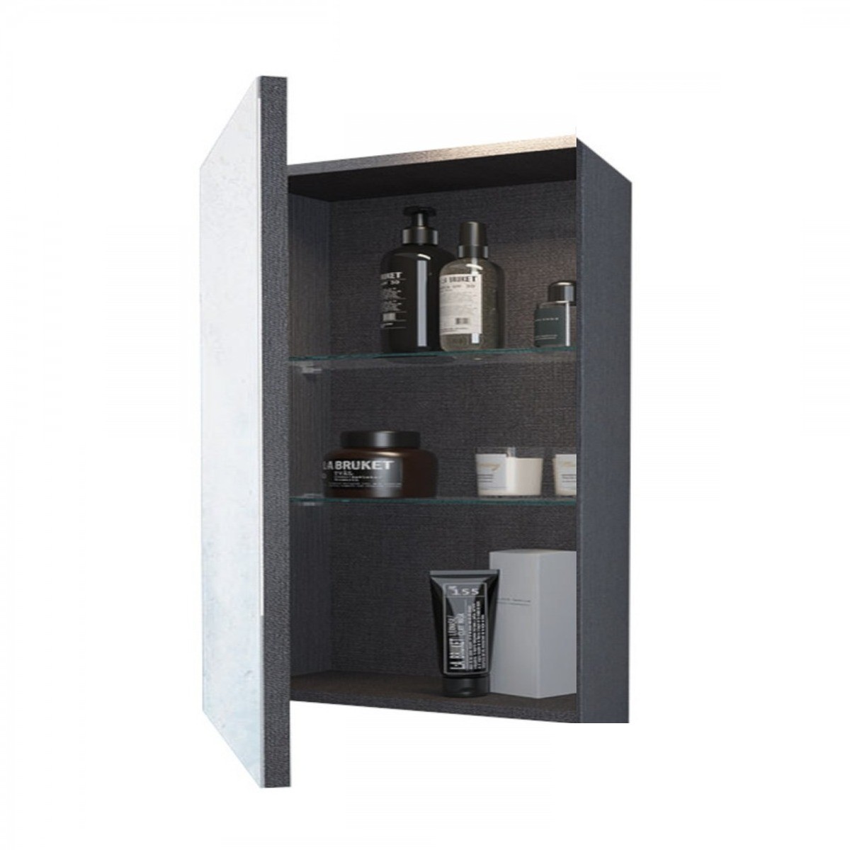 DUBON 100 cm hängender Badezimmerschrank mit Regal und Spiegel in Mattweiß