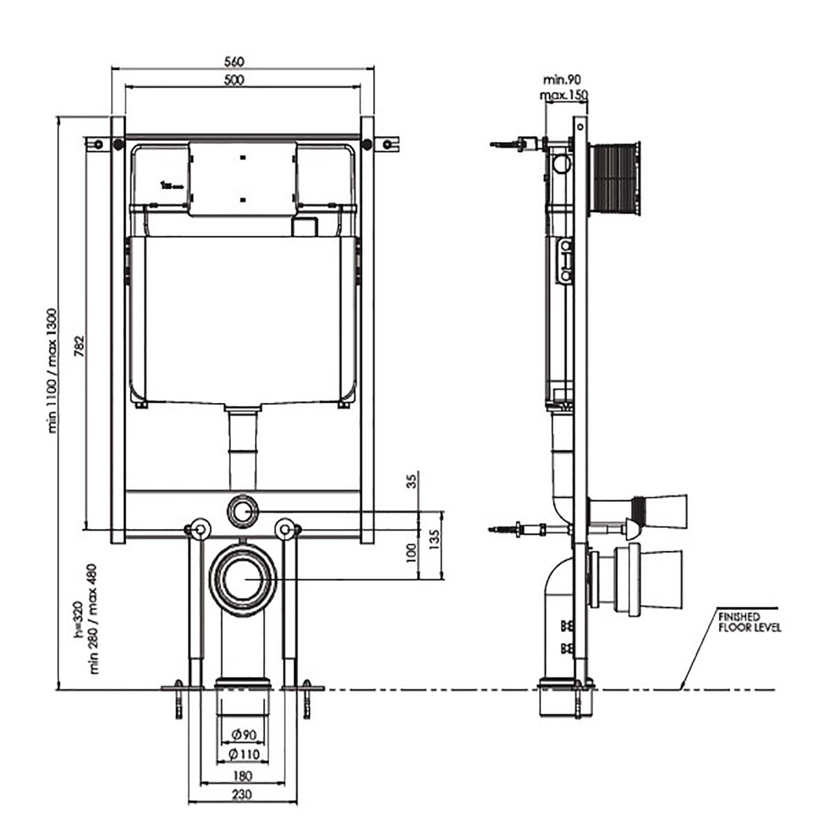 Citerne à encastrer pour WC suspendus et murs en maçonnerie Schwab SET WC 199