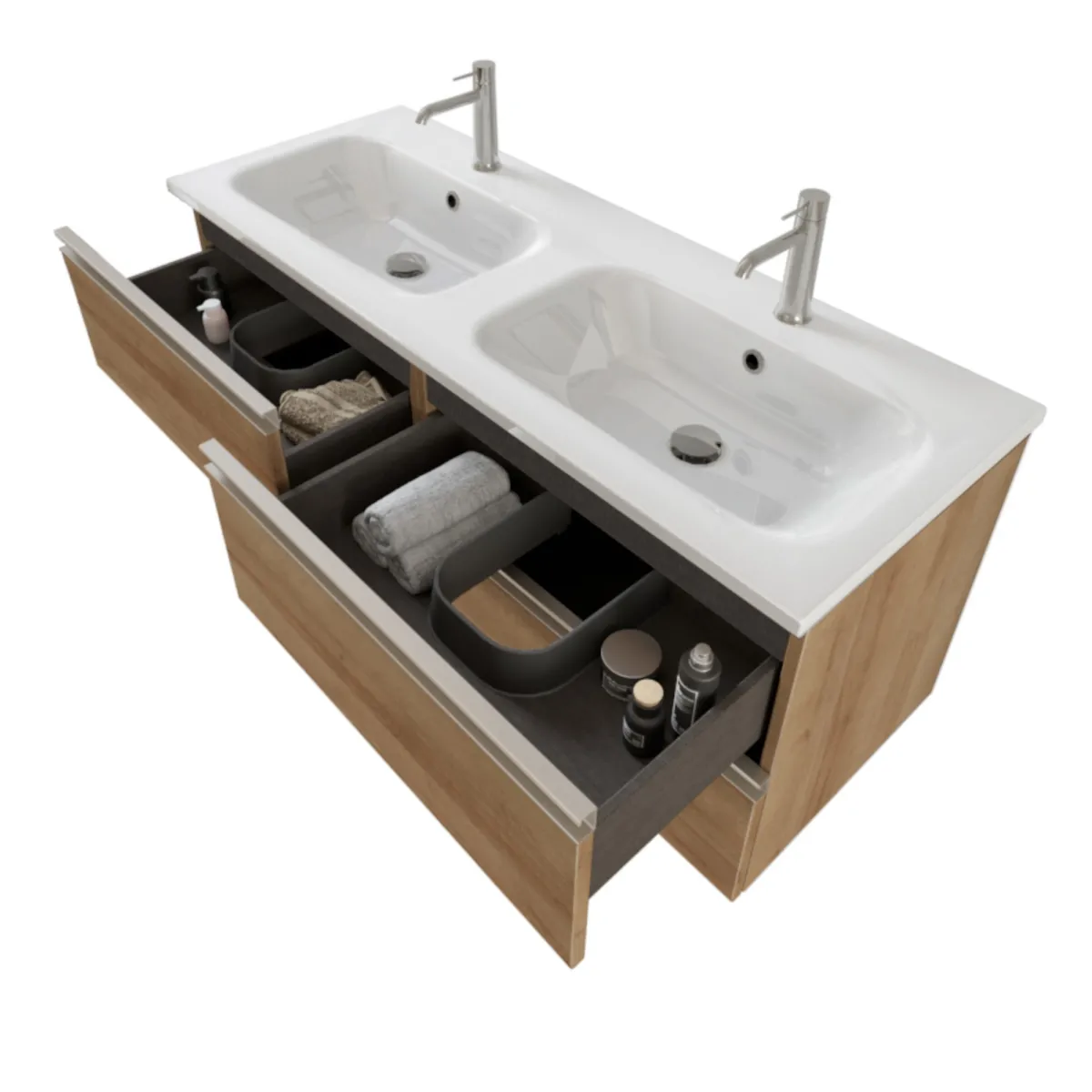 Mobile bagno sospeso 120cm con specchio rovere farnia DUBON