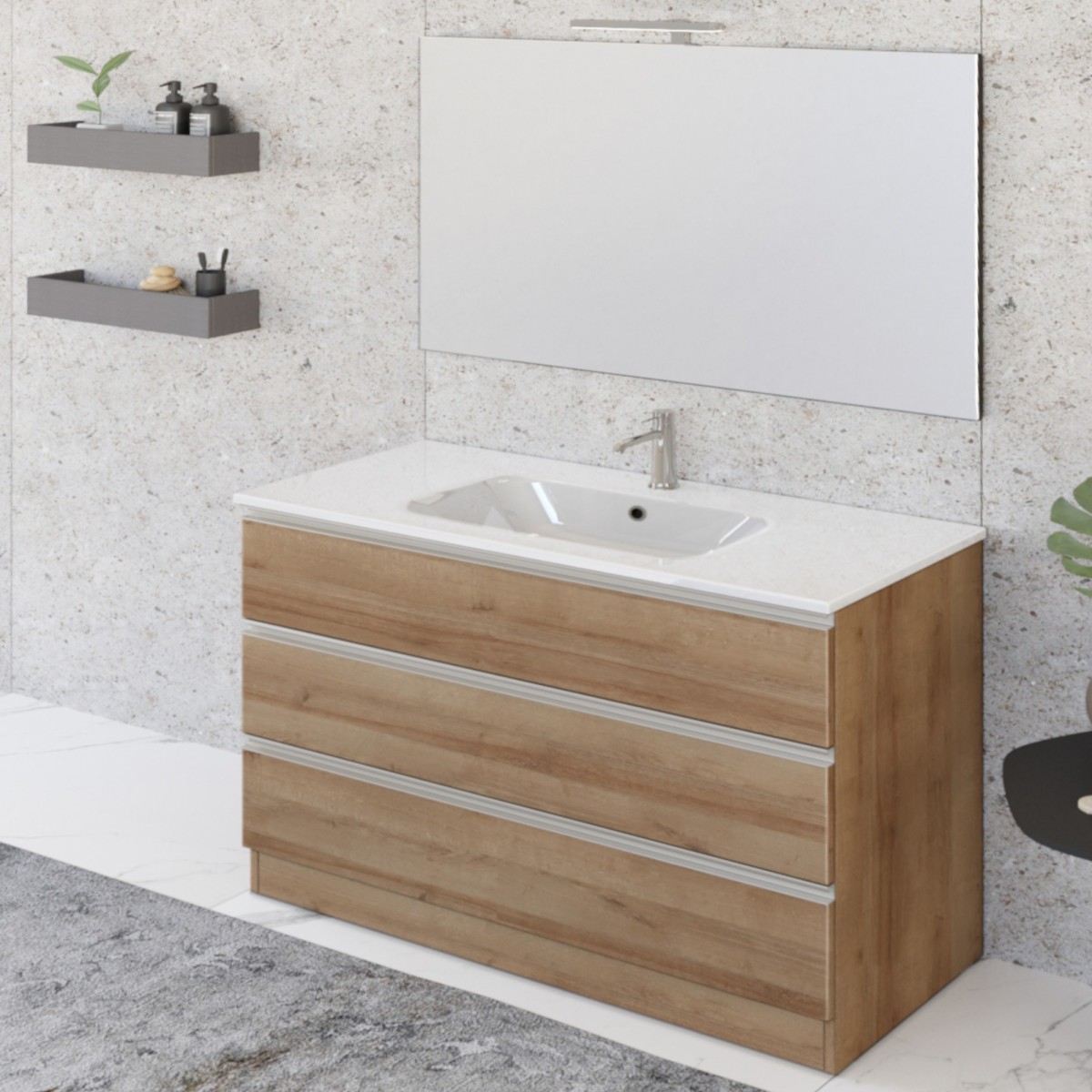Mobile bagno a terra 100cm con speccho rovere farnia DUBON