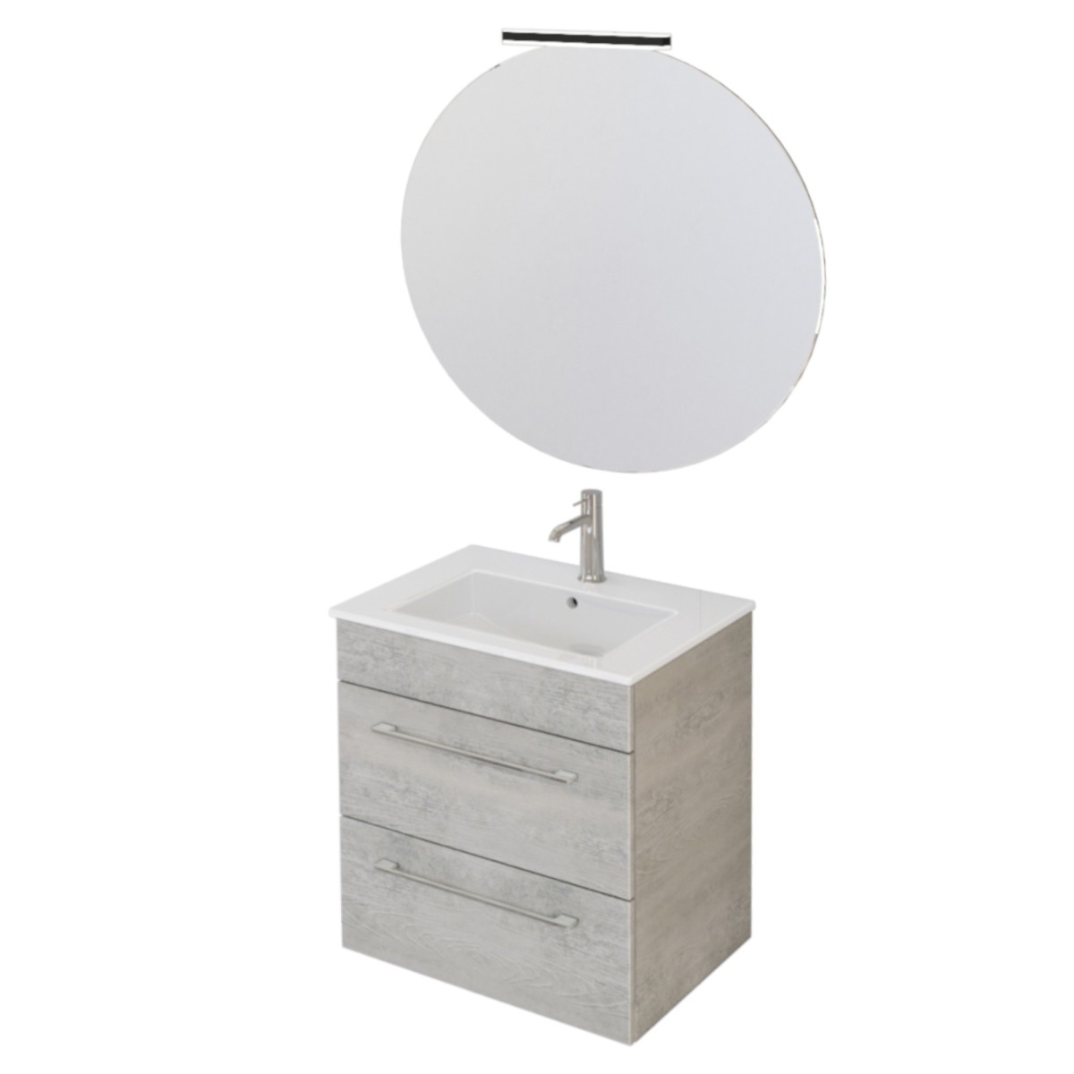 Mobile bagno sospeso 55cm con specchio cemento legno FACILE