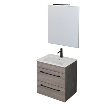 Mobile bagno sospeso 55cm con specchio olmo e lava FACILE