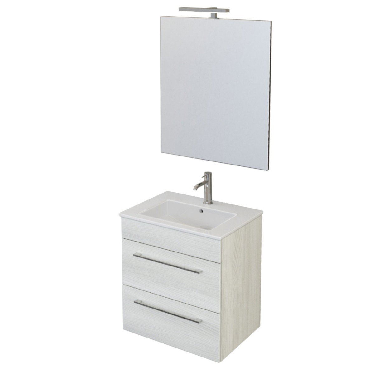 Mobile bagno sospeso 55cm con specchio olmo bianco FACILE