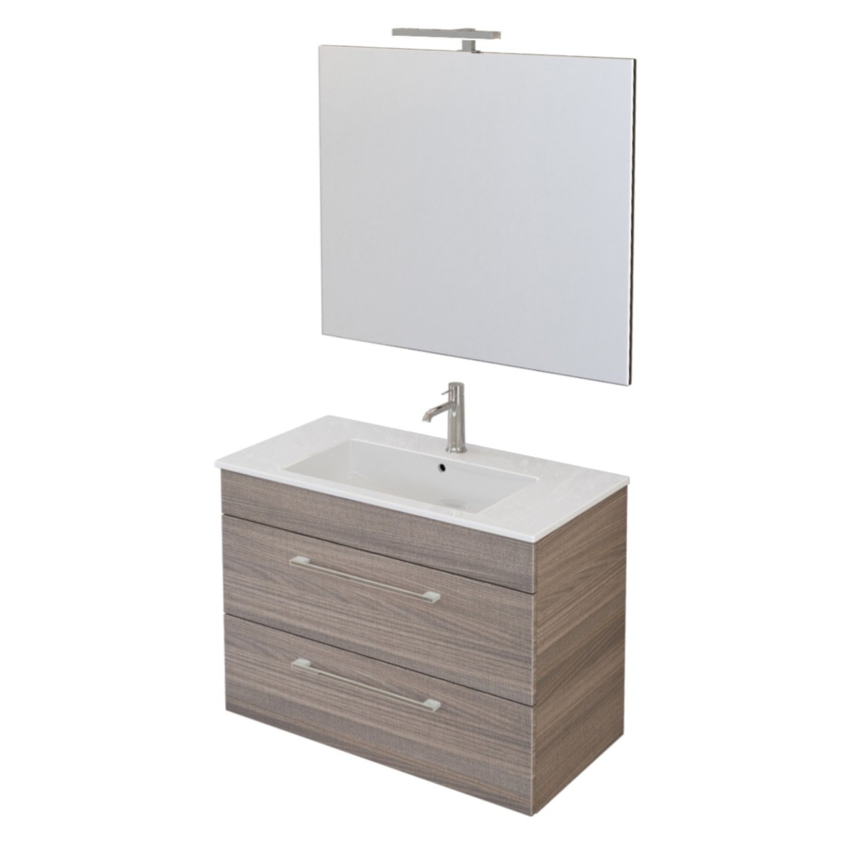 Mobile bagno sospeso 80cm con specchio finitura olmo FACILE