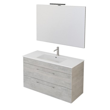 Meuble de salle de bain suspendu 100cm avec miroir en bois béton EASY