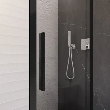 Porta doccia nicchia bagno con profili neri Lagoa scorrevole
