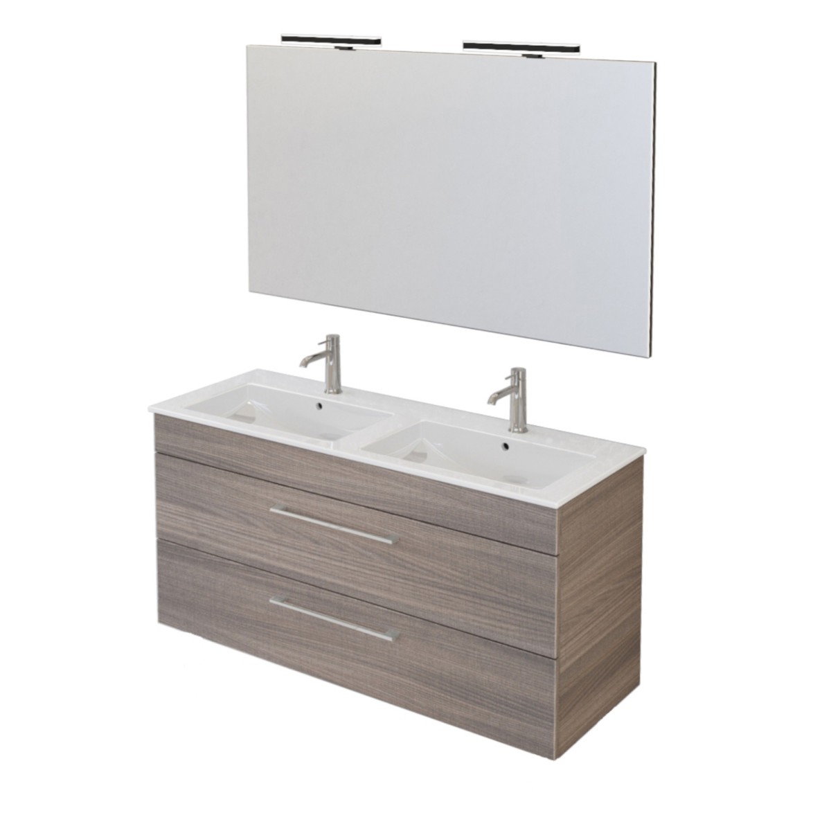 Meuble de salle de bain suspendu 118cm avec miroir finition orme EASY