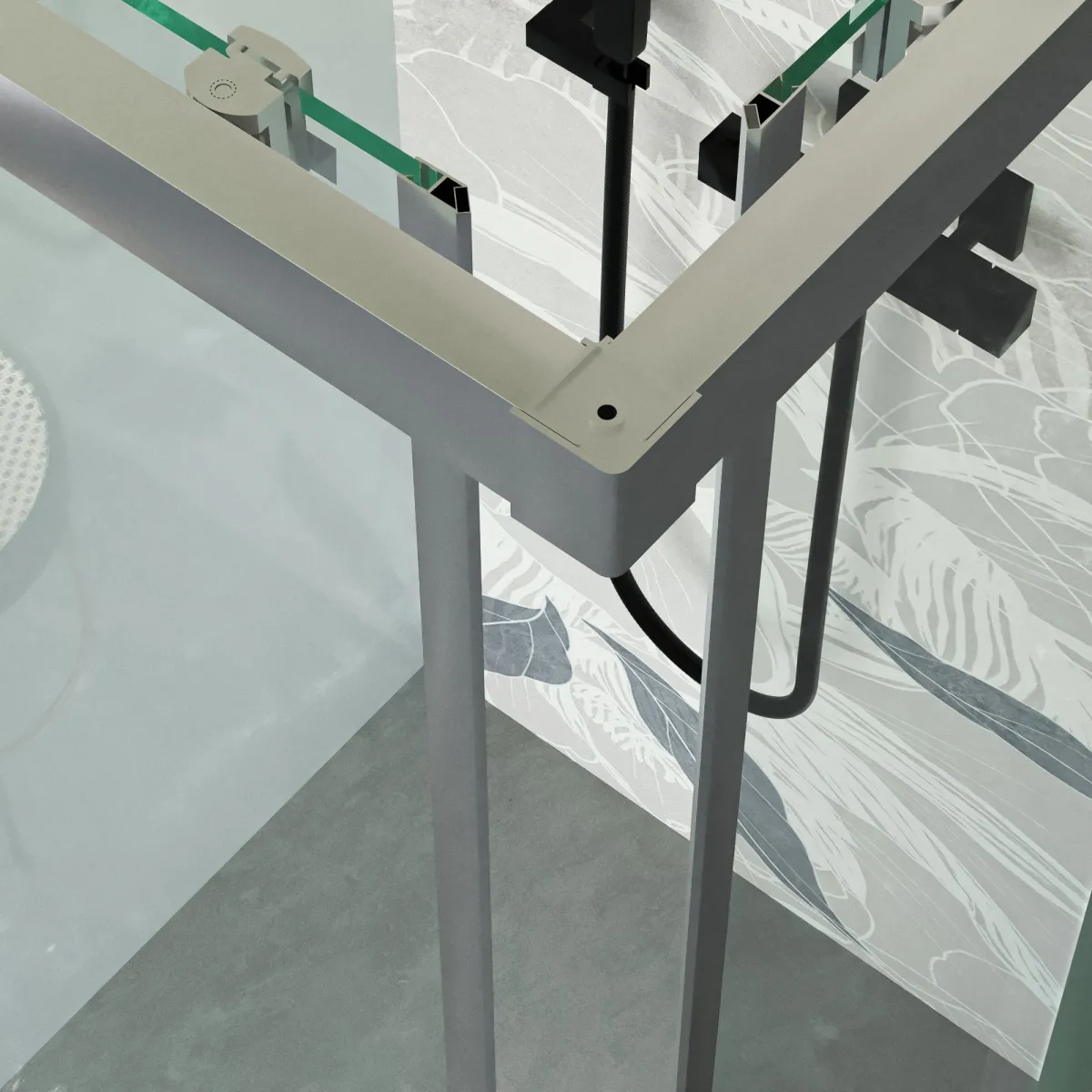 CABINE DE DOUCHE à deux côtés avec ouverture coulissante sans profilés ADRY. Même longueur.