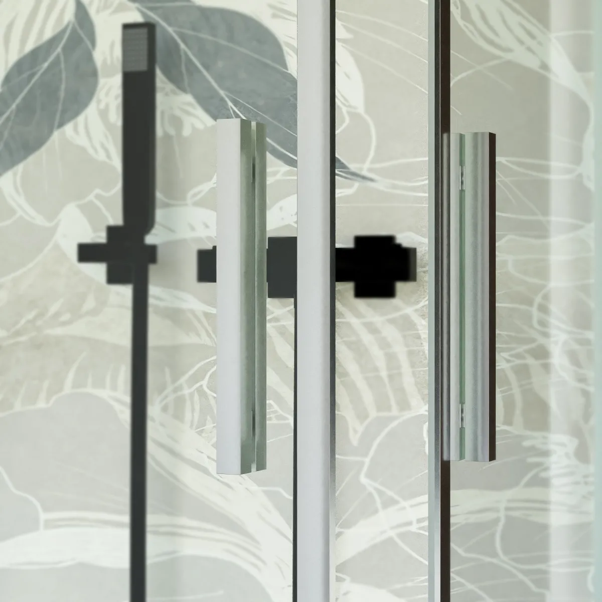 CABINE DE DOUCHE à deux côtés avec ouverture coulissante sans profilés ADRY. Même longueur.