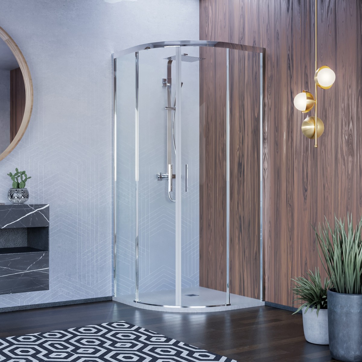 PORTE DE DOUCHE EN NICHE STAR 80 CM TROIS PORTES TRANSPARENTES-FERMETURE  COULISSANTE