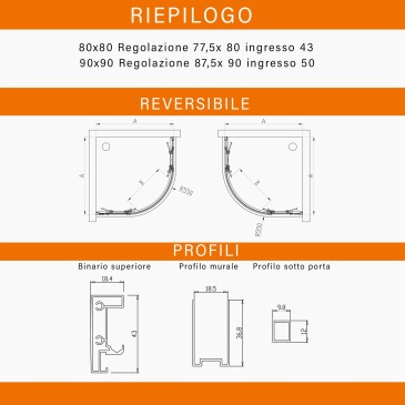 Box doccia semicircolare anta scorrevole opaco acidata H195 ICON