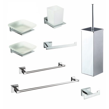 Set accessori da bagno cromati in vetro satinato Zurigo